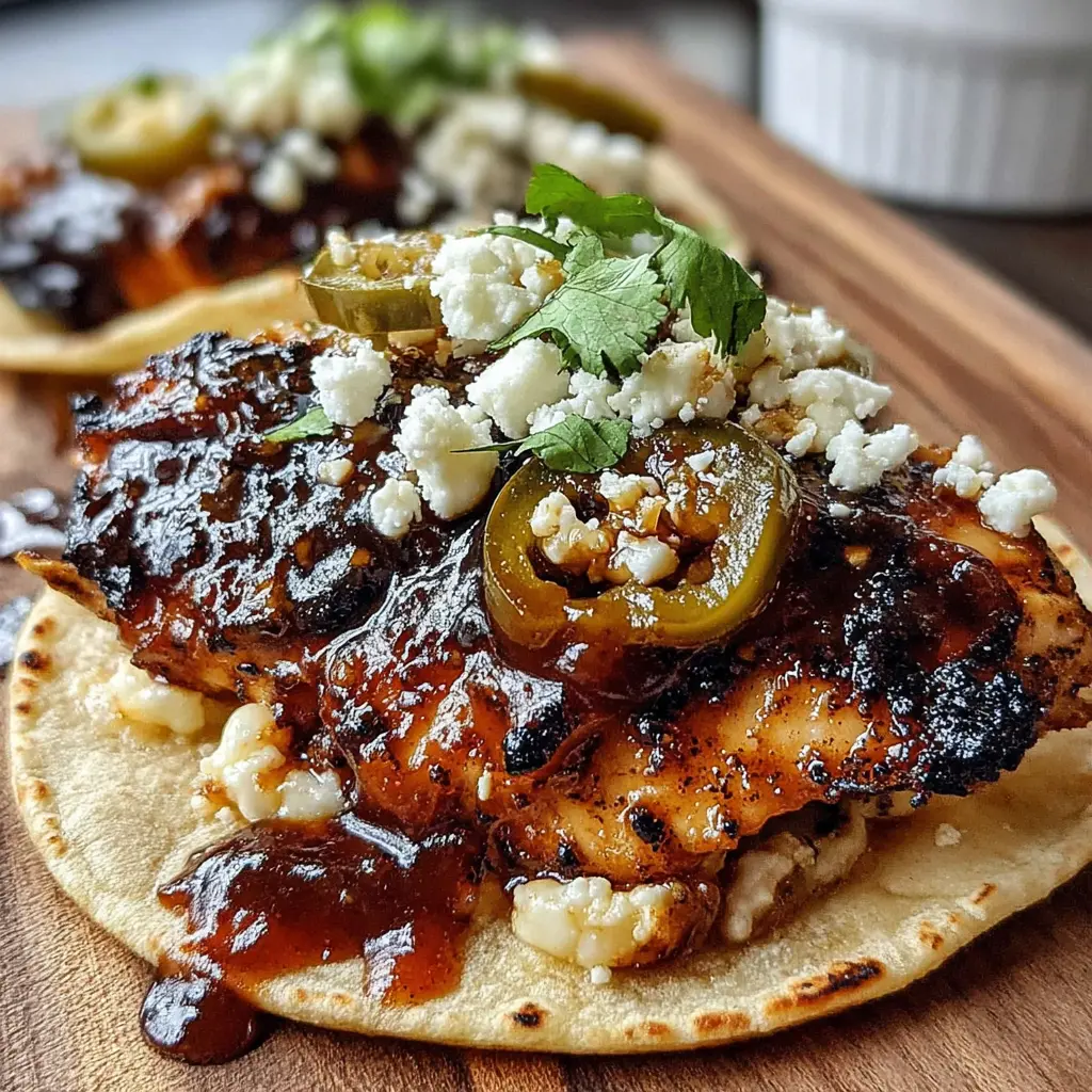 Air Fryer BBQ Chicken Tacos close up