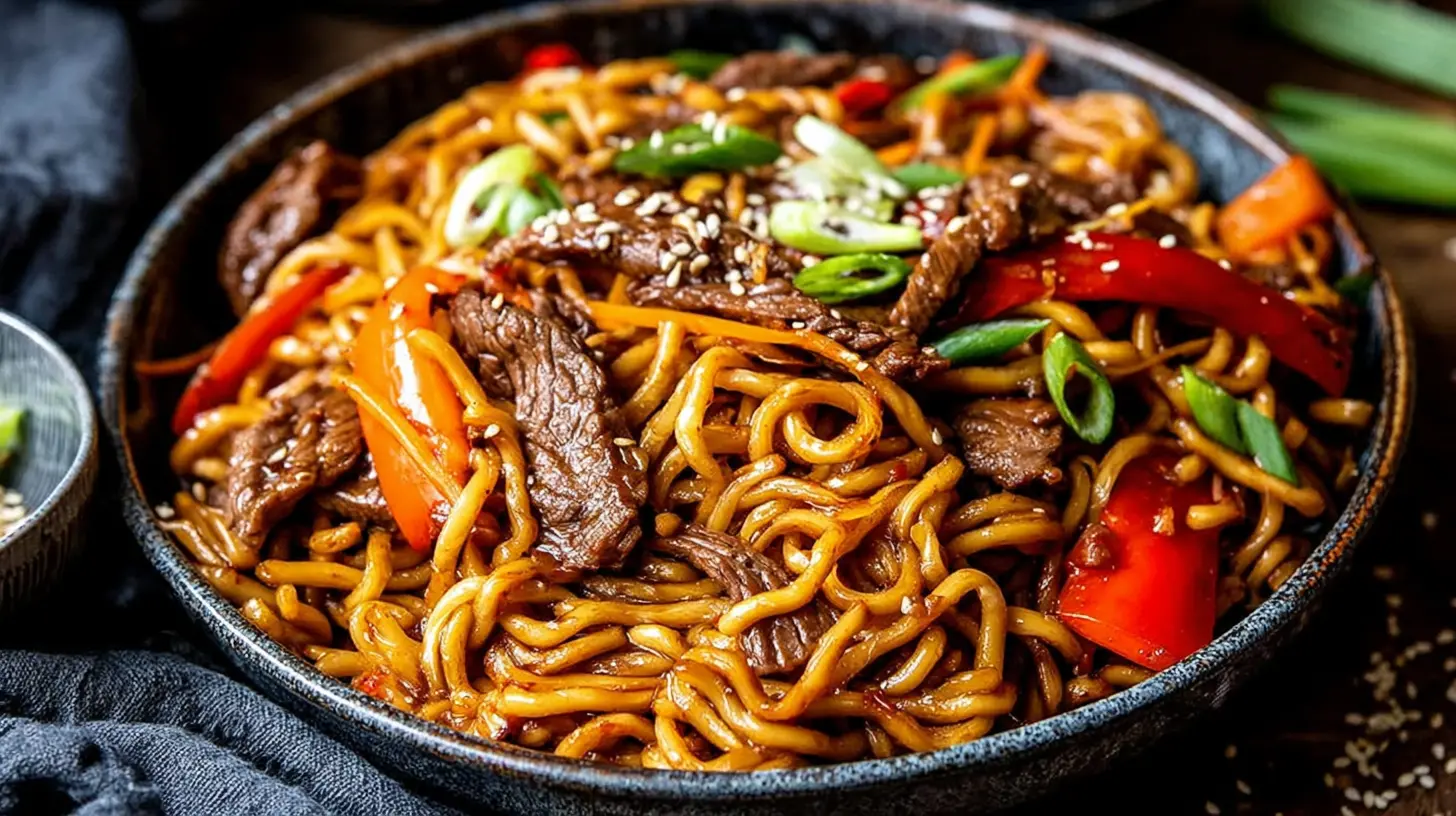 Beef Teriyaki Noodle Bowl final presentation