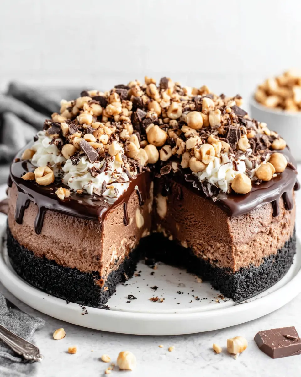 Chocolate Hazelnut Cheesecake Cake close up