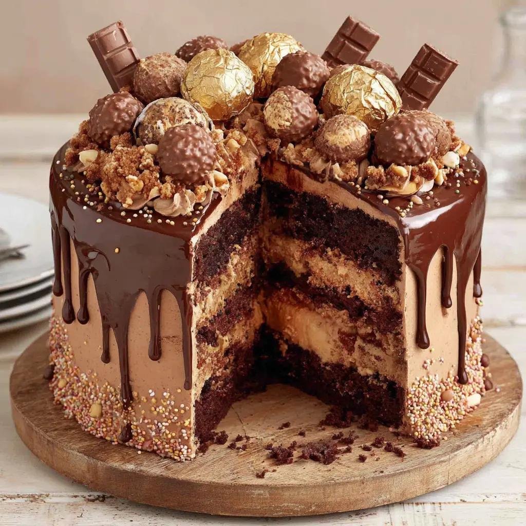 Chocolate Hazelnut Drip Cake final presentation