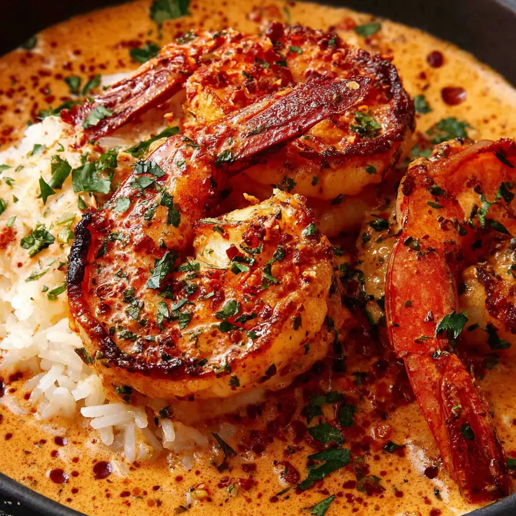 Creamy Cajun Shrimp Rice close up