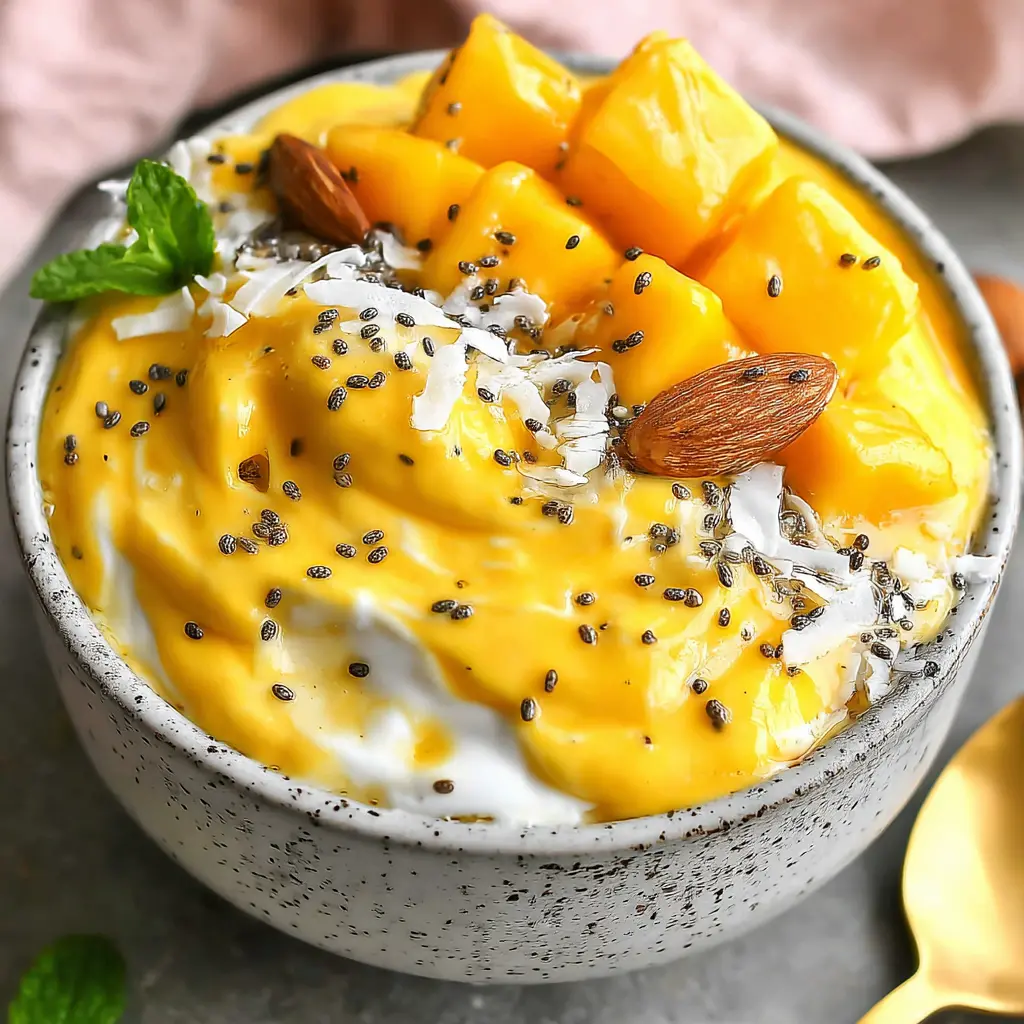 Greek Yogurt Mango Bowl close up