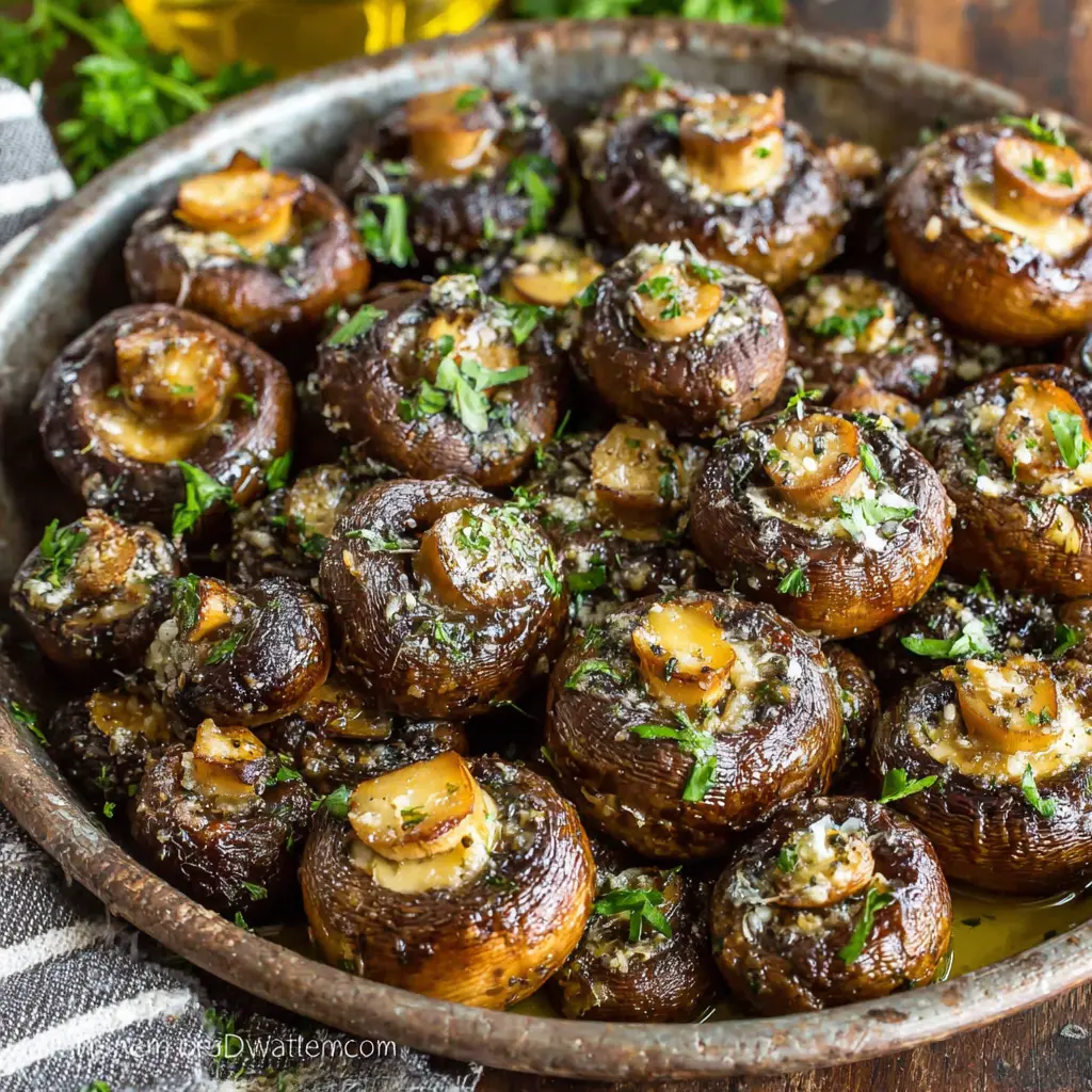 Roasted Garlic Mushrooms final presentation