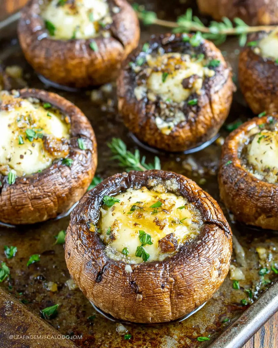 Roasted Garlic Mushrooms close up