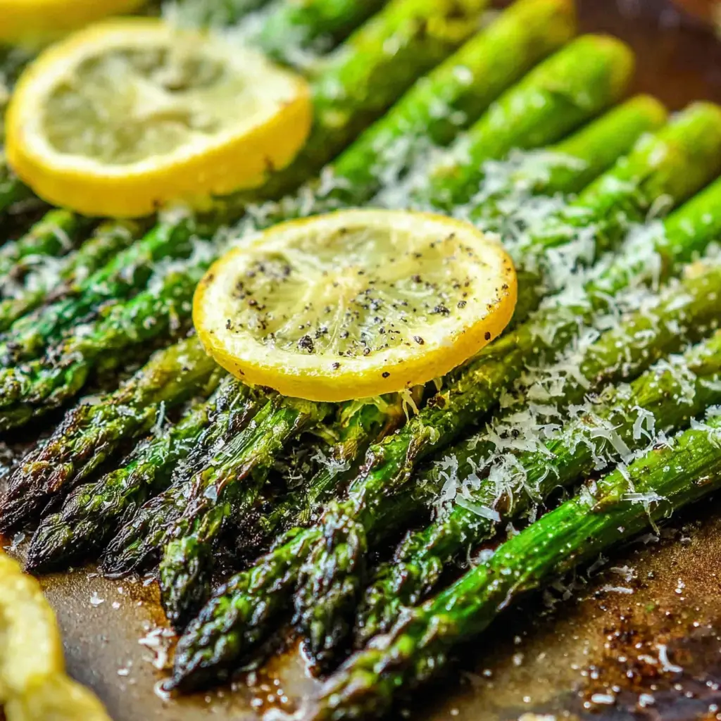 Roasted Lemon Asparagus close up