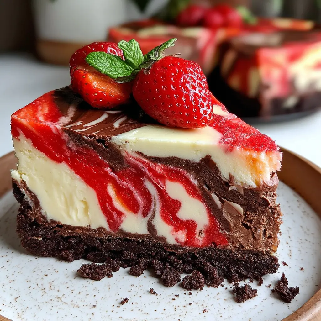 Strawberry Chocolate Cheesecake Cake final presentation