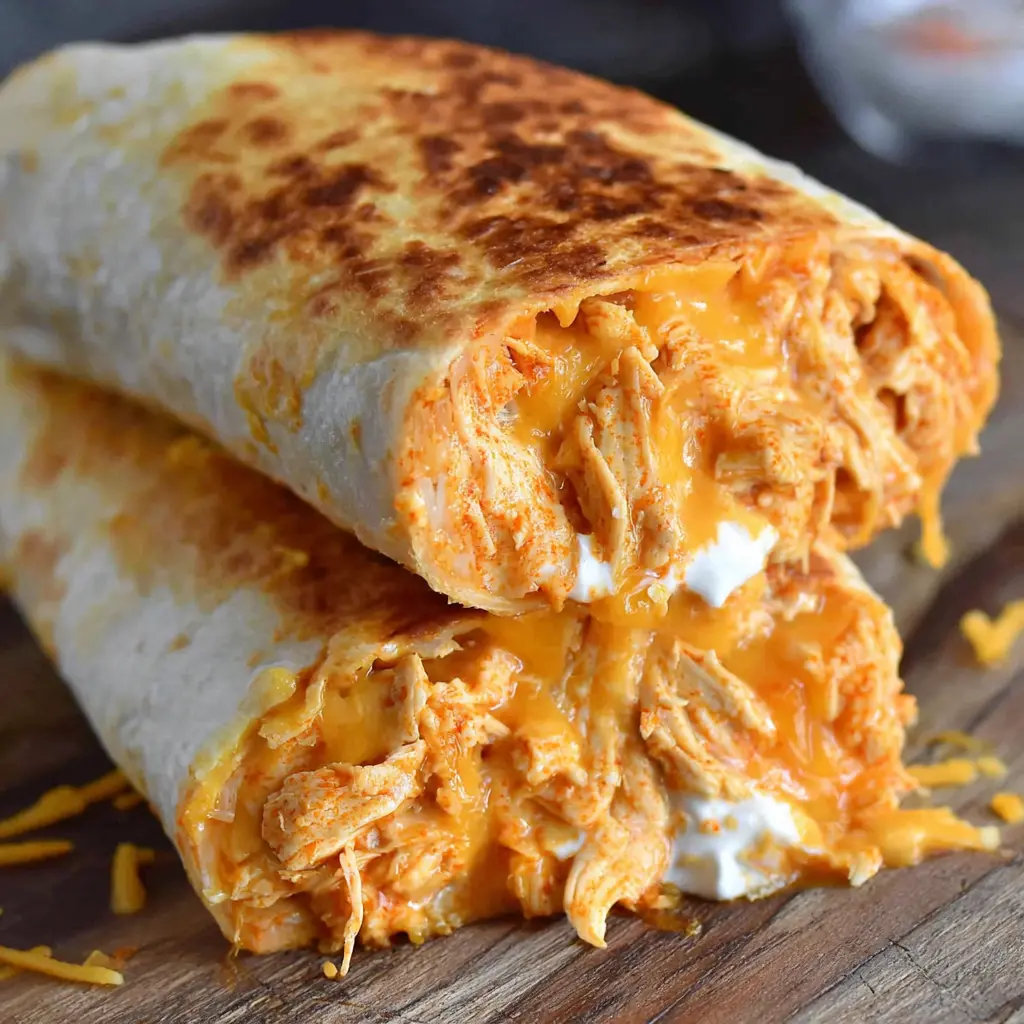 Air Fryer Buffalo Chicken Wrap close up