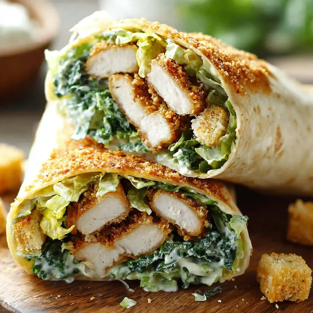 Air Fryer Chicken Caesar Wrap final presentation