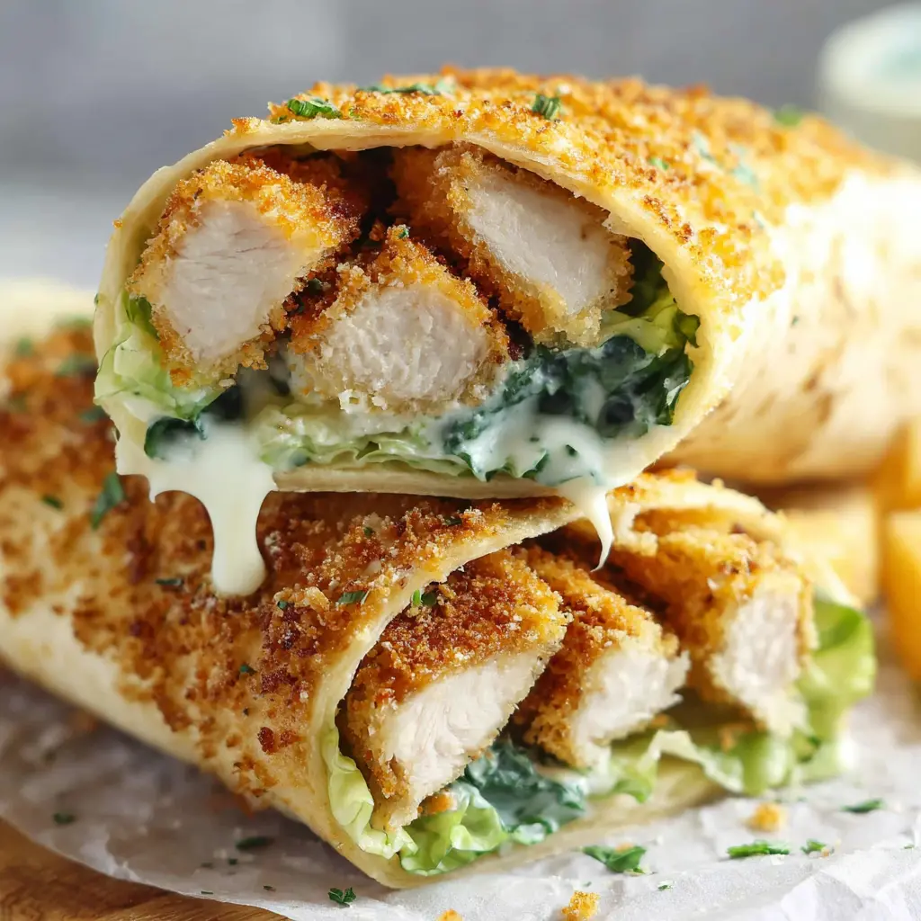 Air Fryer Chicken Caesar Wrap close up