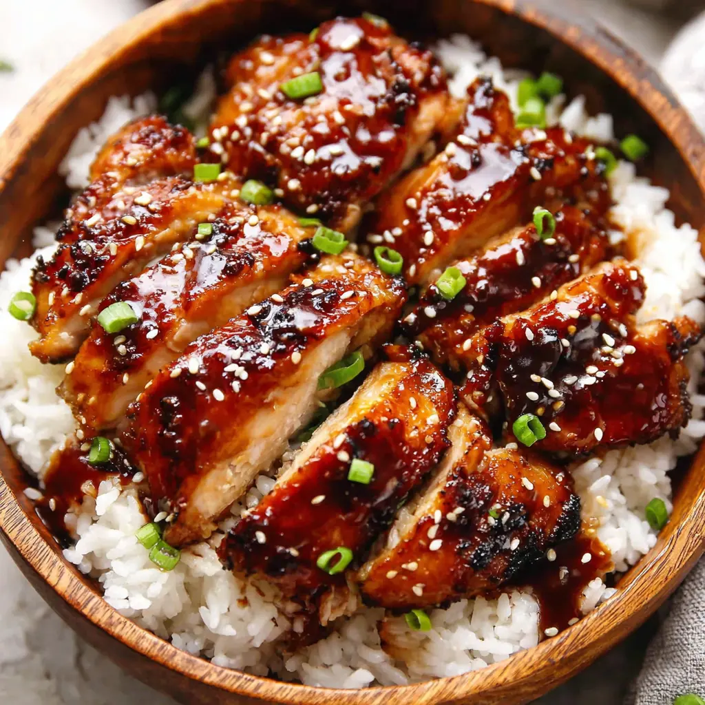 Air Fryer Chicken Teriyaki Bowl final presentation