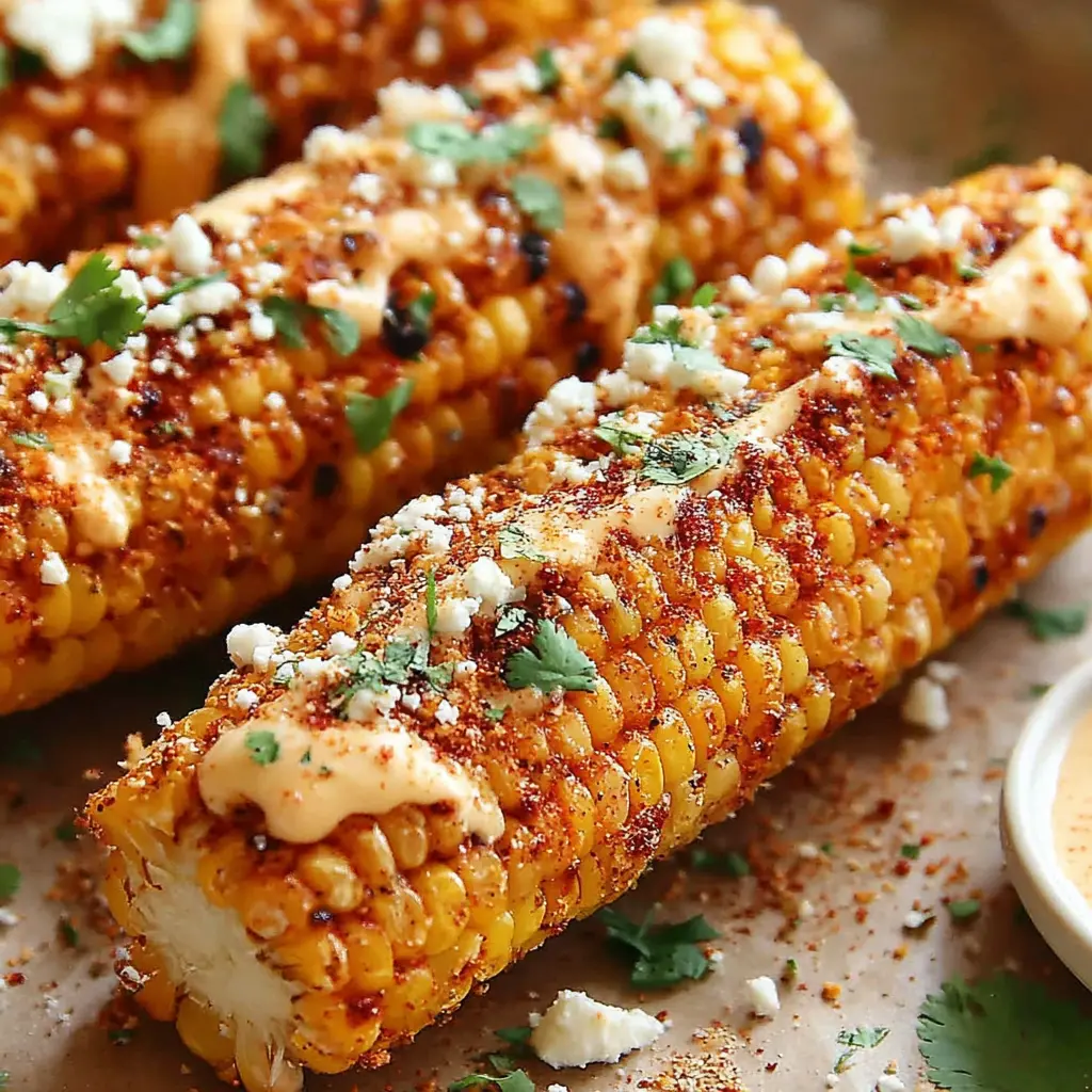Air Fryer Corn Ribs close up