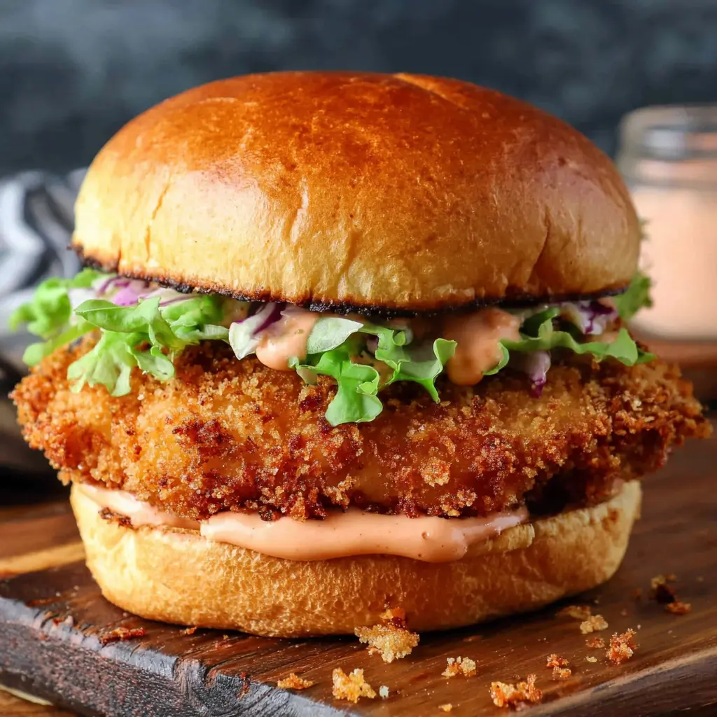 Air Fryer Crispy Chicken Sandwich final presentation