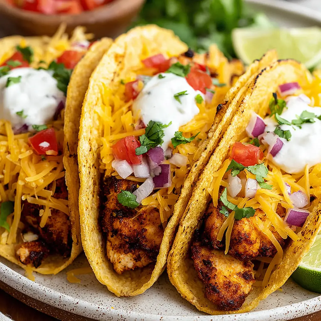 Air Fryer Crispy Chicken Tacos final presentation