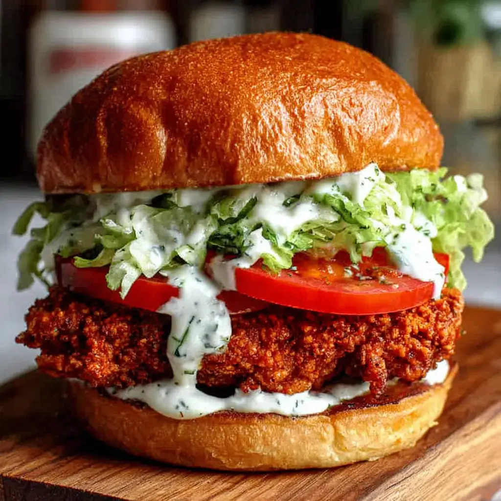 air fryer garlic chicken sandwich final presentation