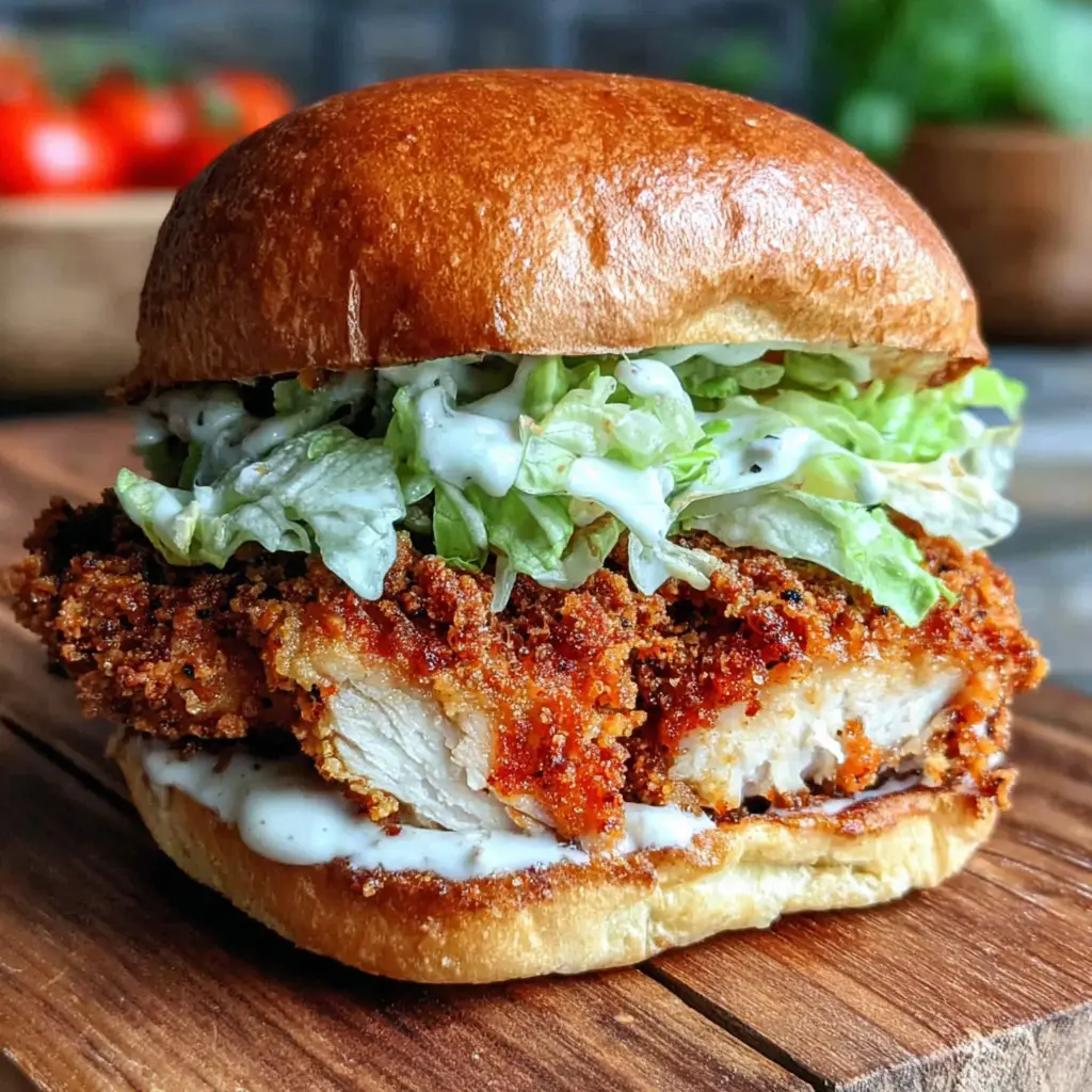 air fryer garlic chicken sandwich close up