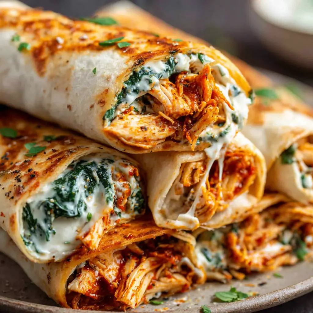 Air Fryer Spicy Chicken Wrap close up