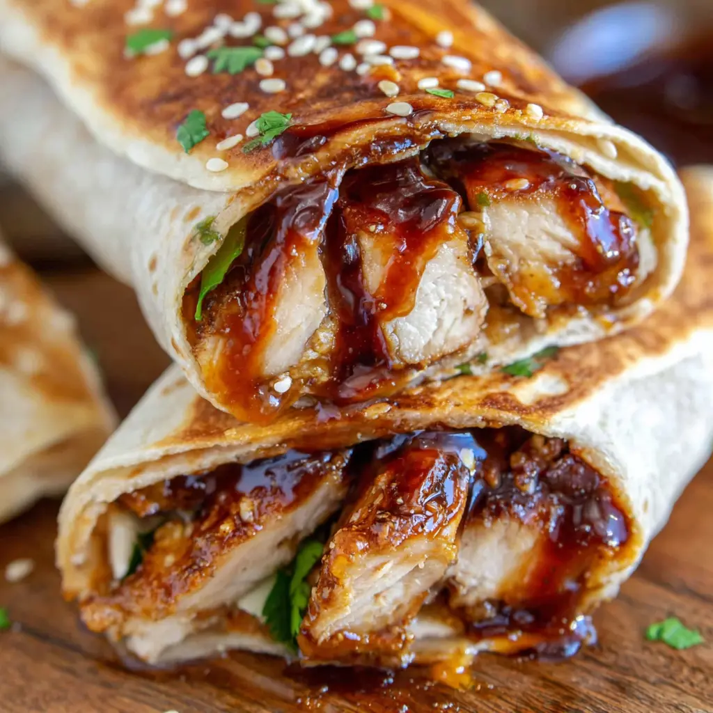 Air Fryer Teriyaki Chicken Wrap close up