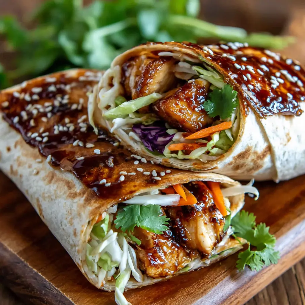 Air Fryer Teriyaki Chicken Wrap final presentation
