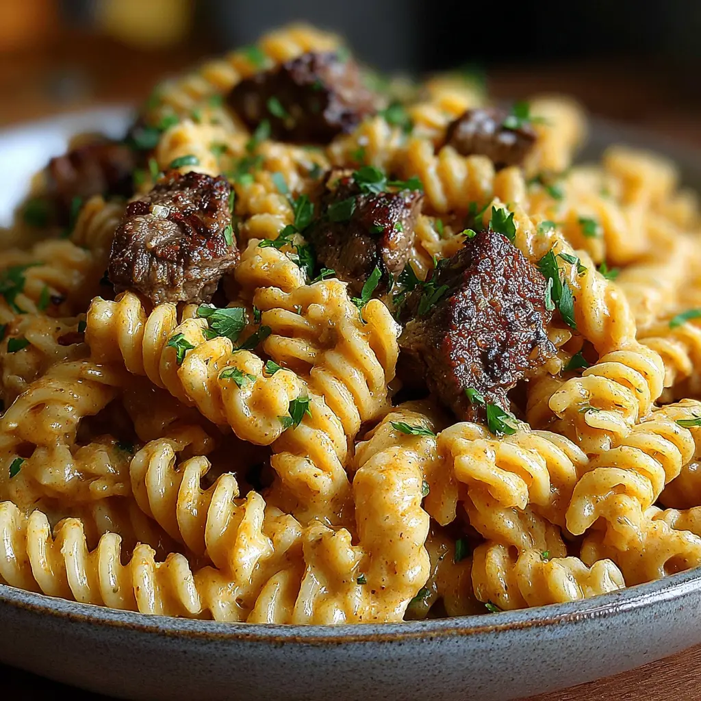 Beef Garlic Butter Pasta Bake final presentation