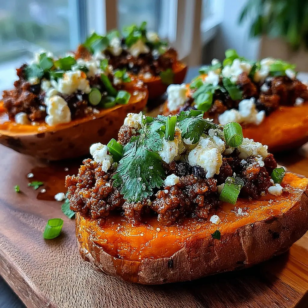 Beef Stuffed Sweet Potatoes final presentation