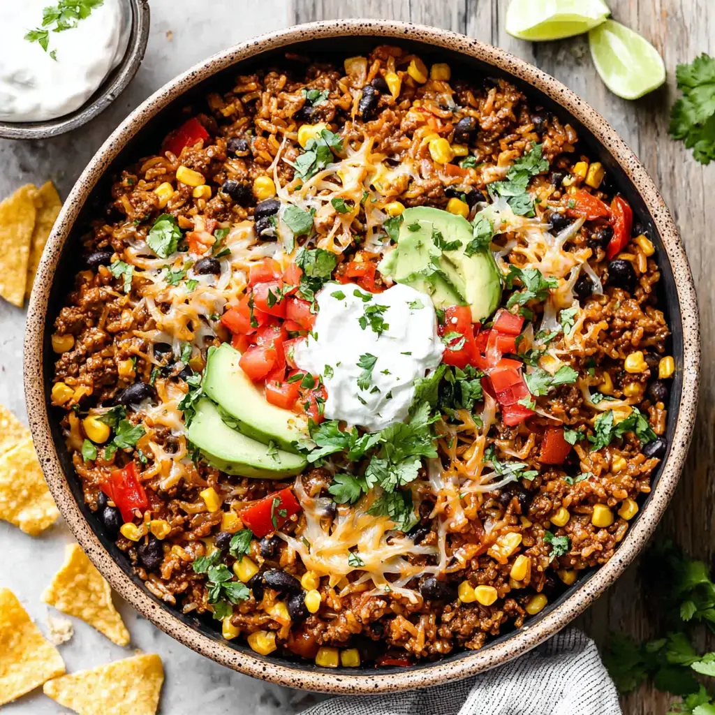 Beef Taco Rice Skillet final presentation