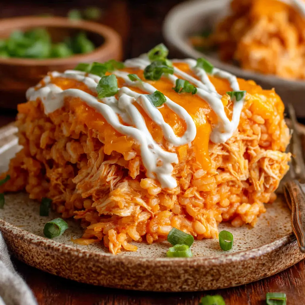Buffalo Chicken Rice Bake final presentation