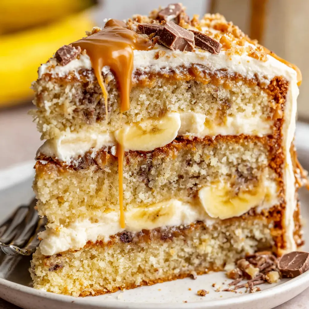 Caramel Banana Layer Cake close up