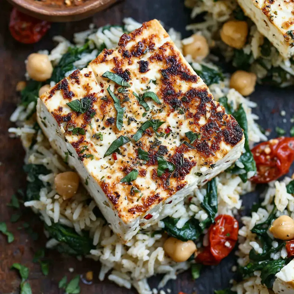 Chicken Spinach Feta Rice close up