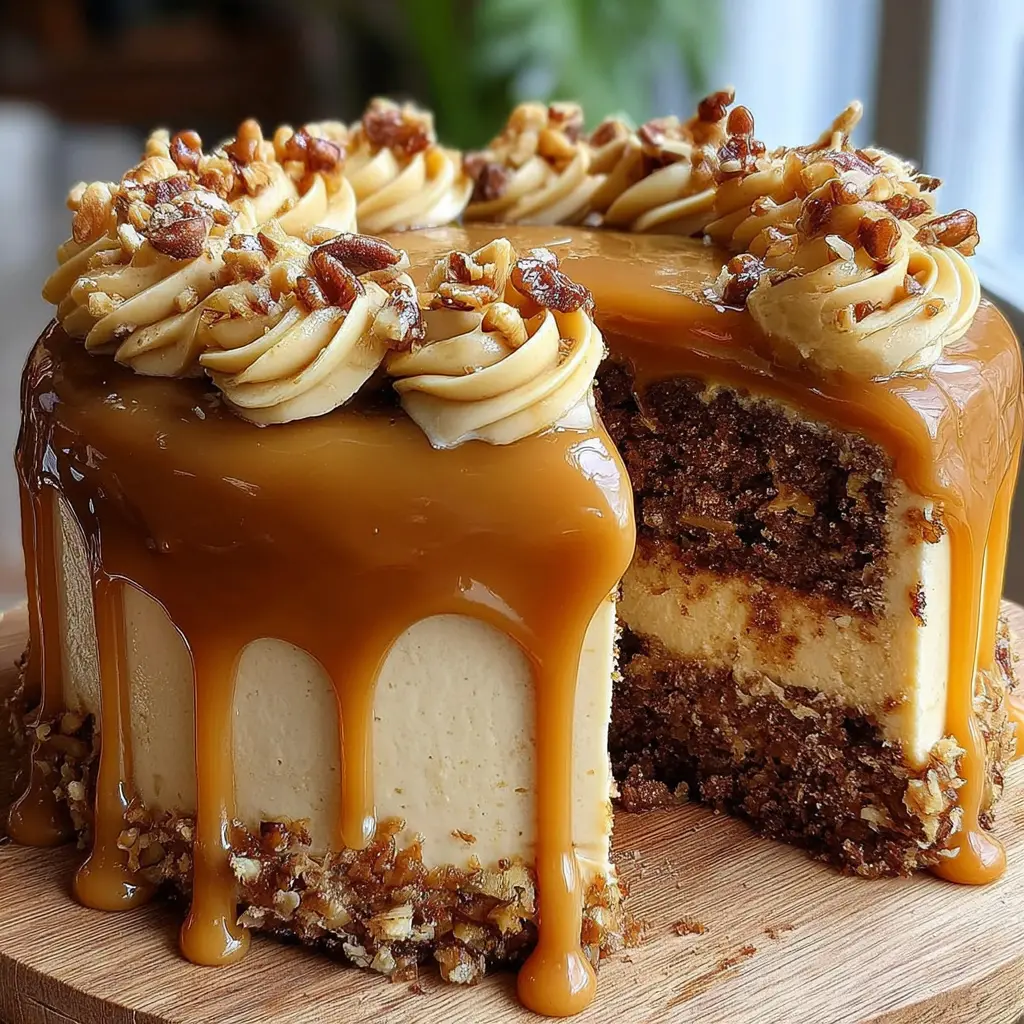 Chocolate Caramel Banana Cake close up