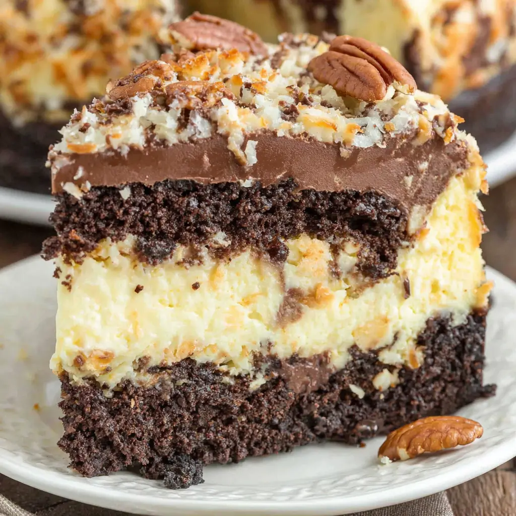 Chocolate Coconut Cheesecake Cake close up