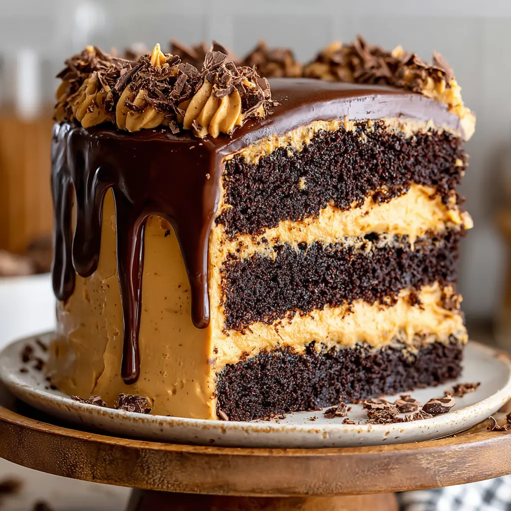 Chocolate Espresso Layer Cake final presentation