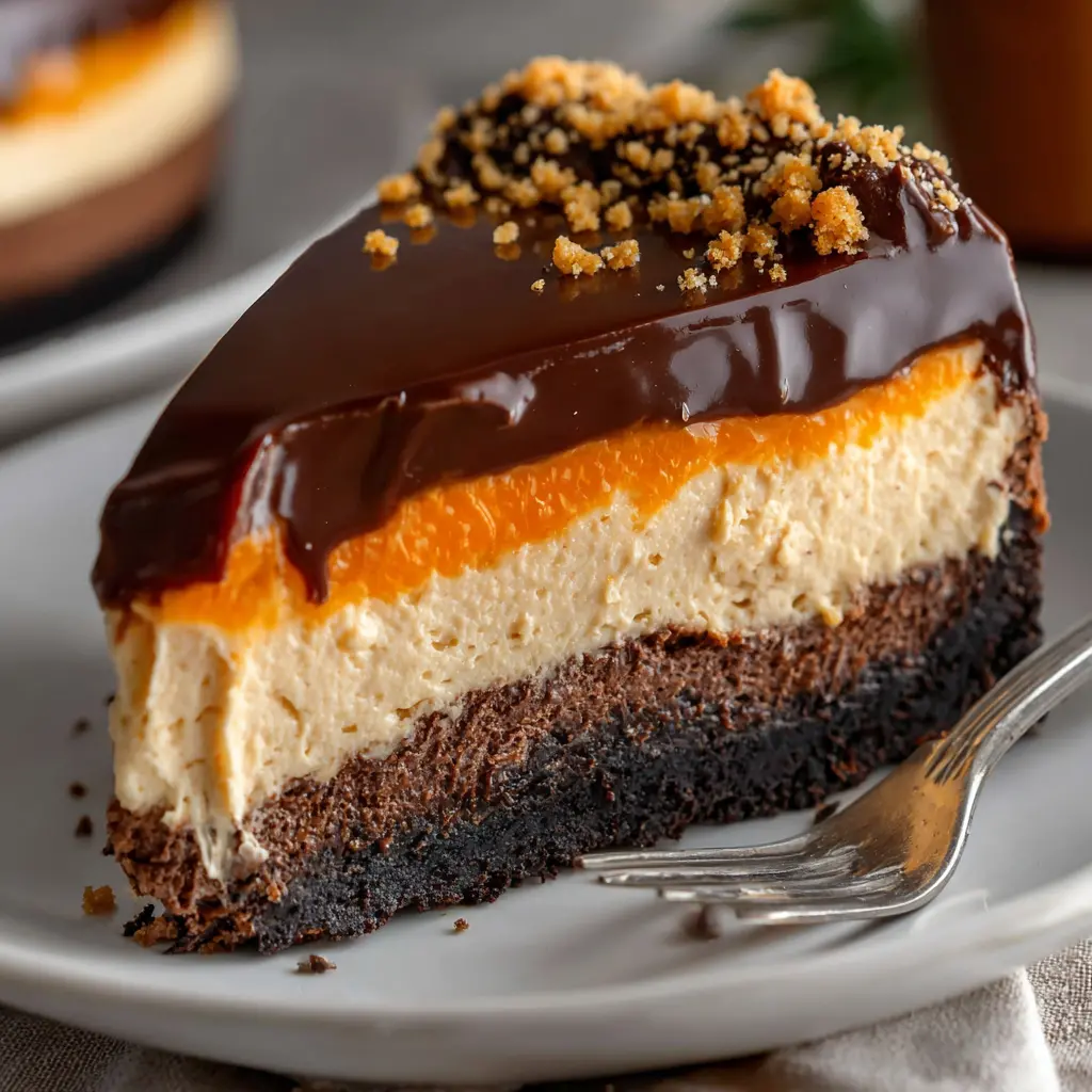 Chocolate Orange Cheesecake Cake close up