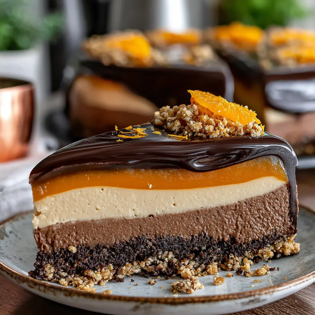 Chocolate Orange Cheesecake Cake final presentation