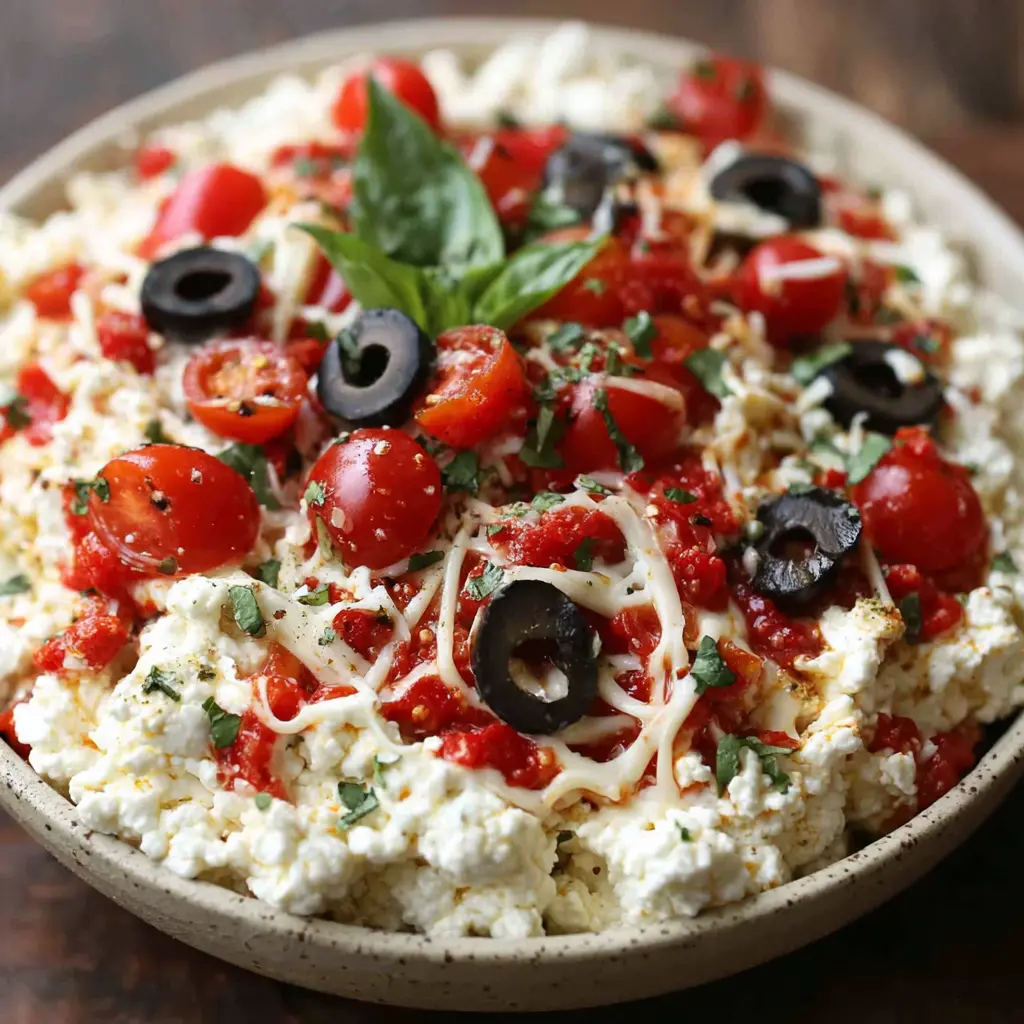 Cottage Cheese Pizza Bowl close up