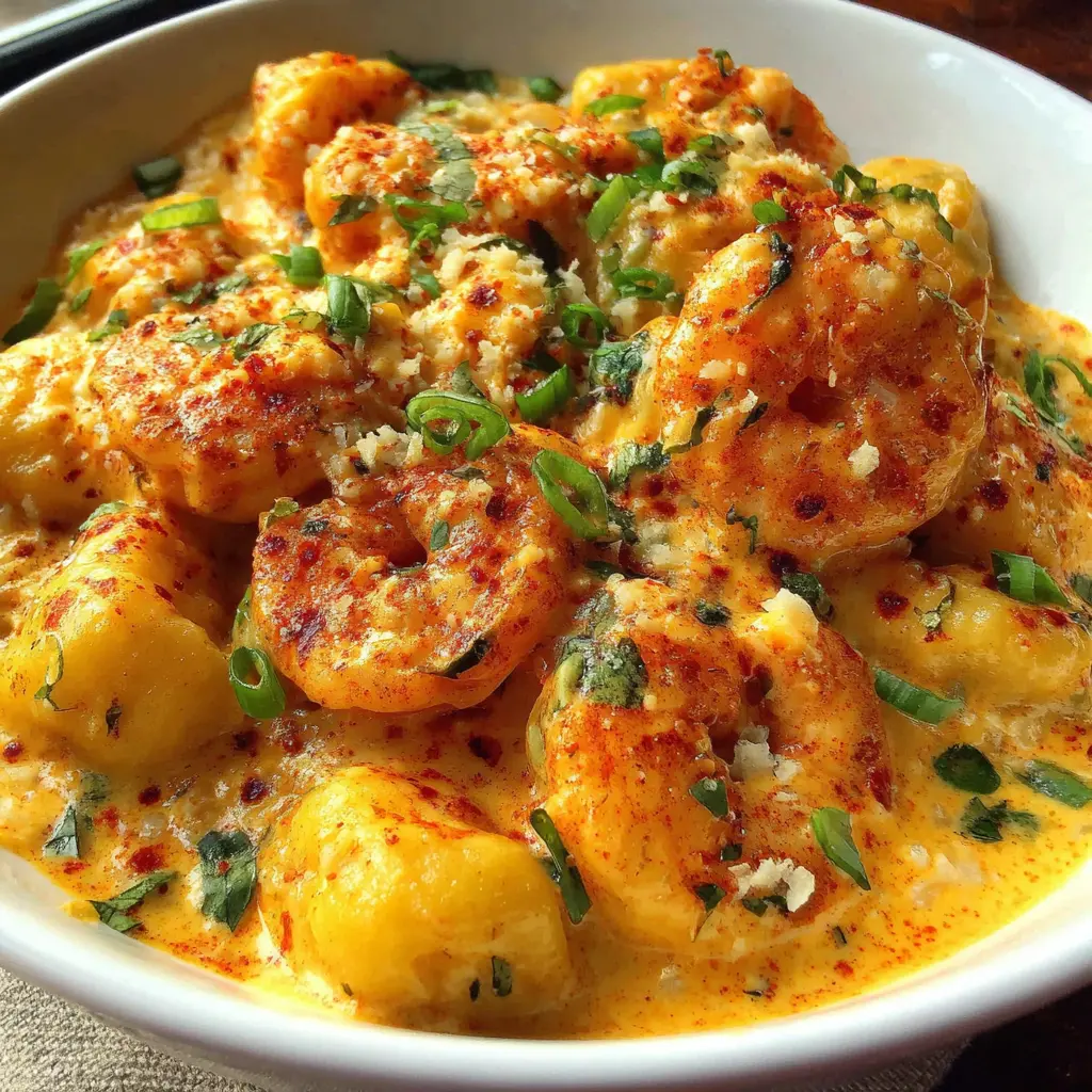 Creamy Cajun Shrimp Gnocchi close up