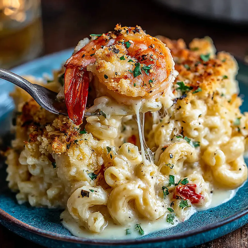 Creamy Shrimp Alfredo Rice close up