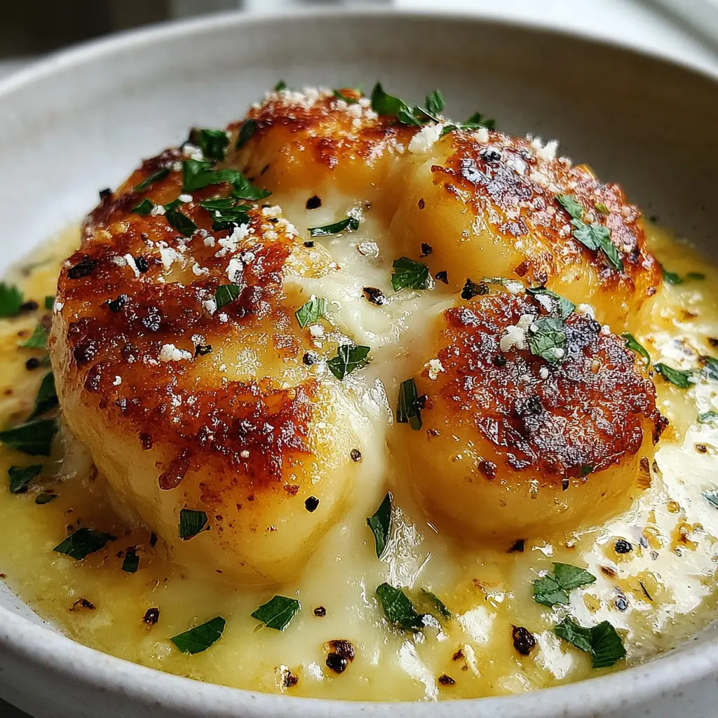 Garlic Butter Chicken Gnocchi Bowl close up
