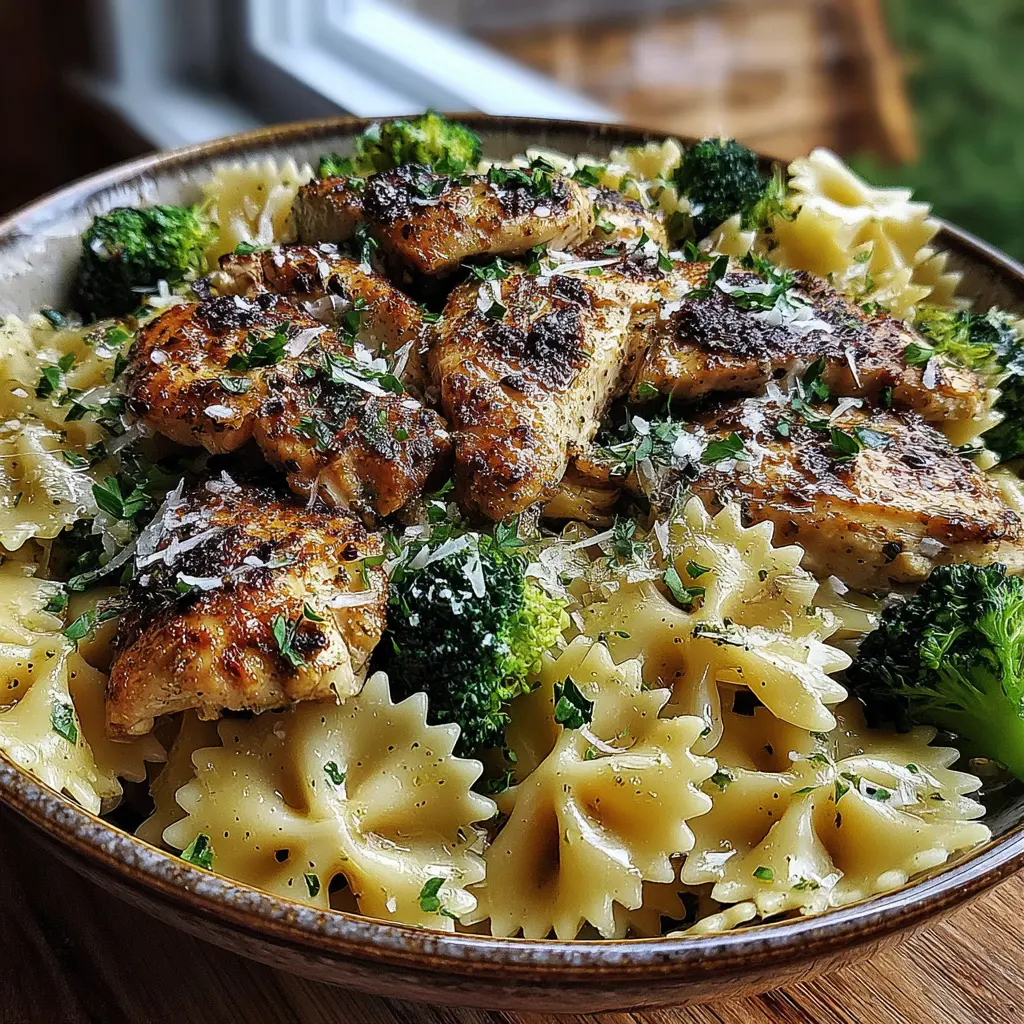Garlic Butter Chicken Pasta Bowl final presentation