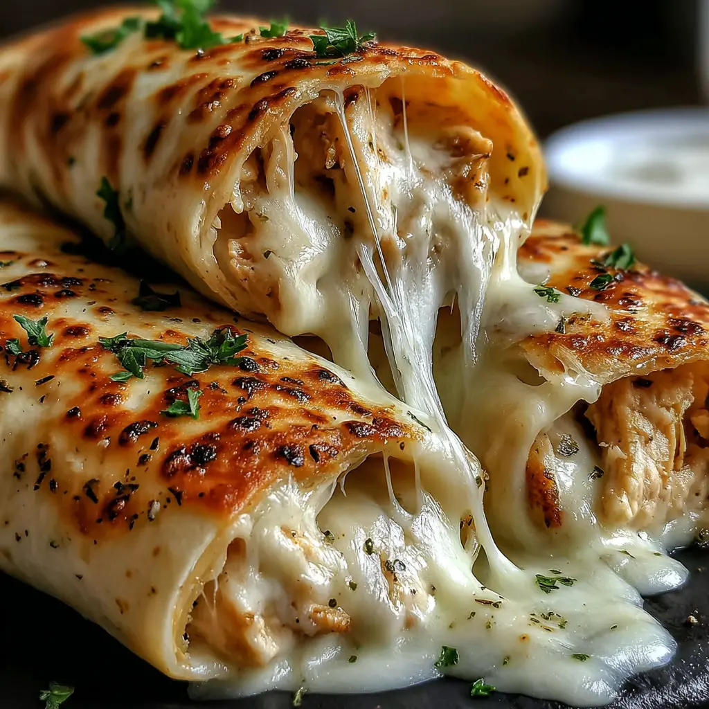 Garlic Butter Chicken Rice Wrap close up