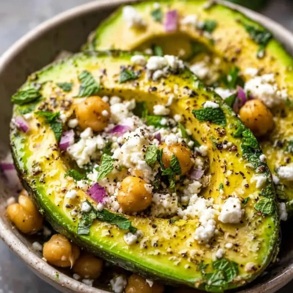 Greek Chickpea Avocado Bowl close up