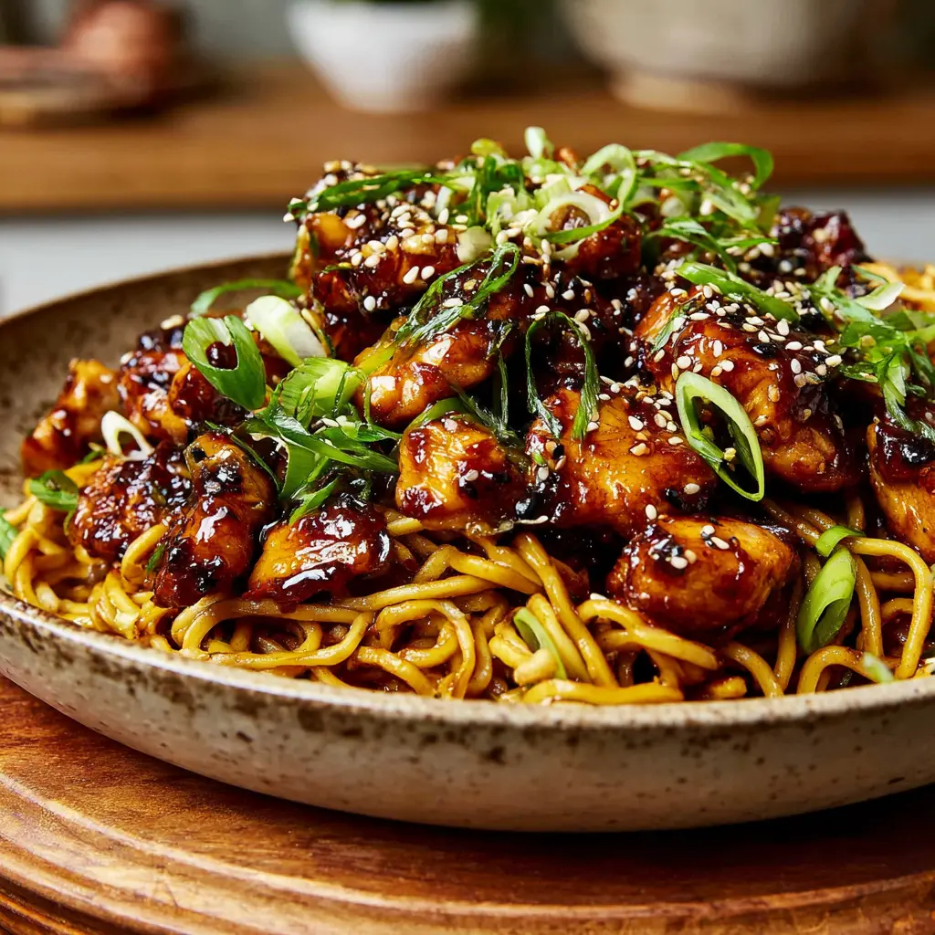 Honey Garlic Chicken Noodle Bowl final presentation