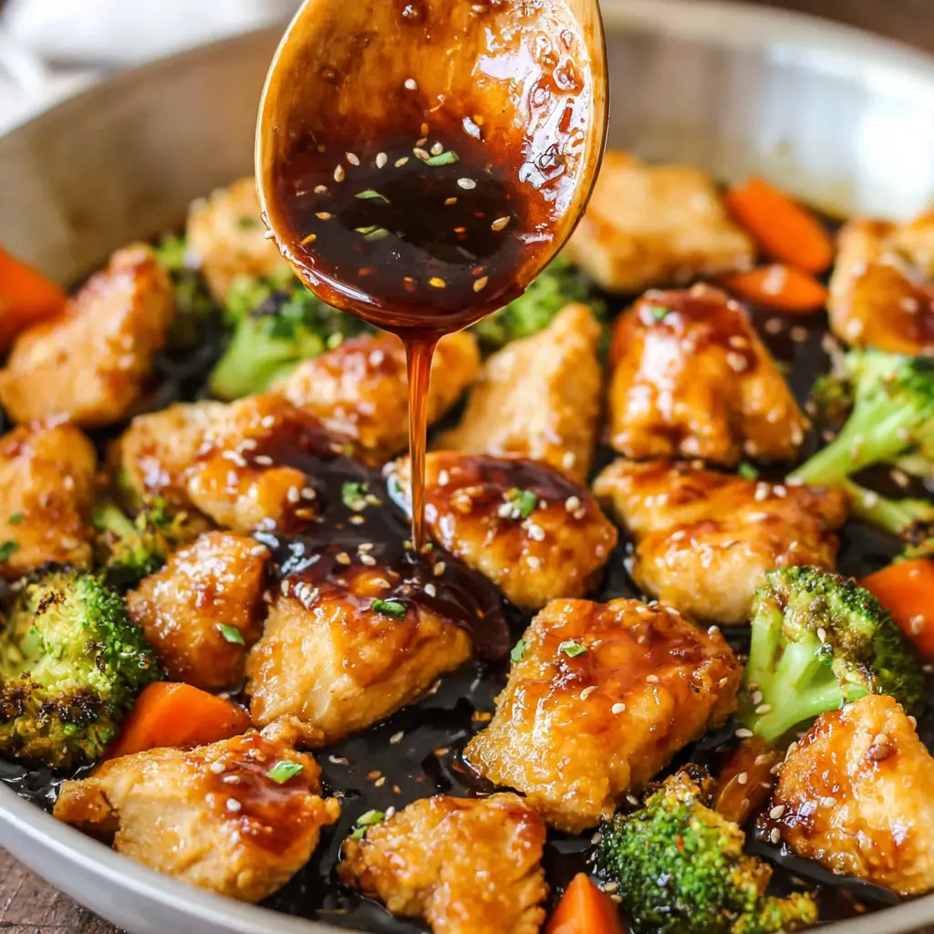 Honey Garlic Chicken Stir Fry close up