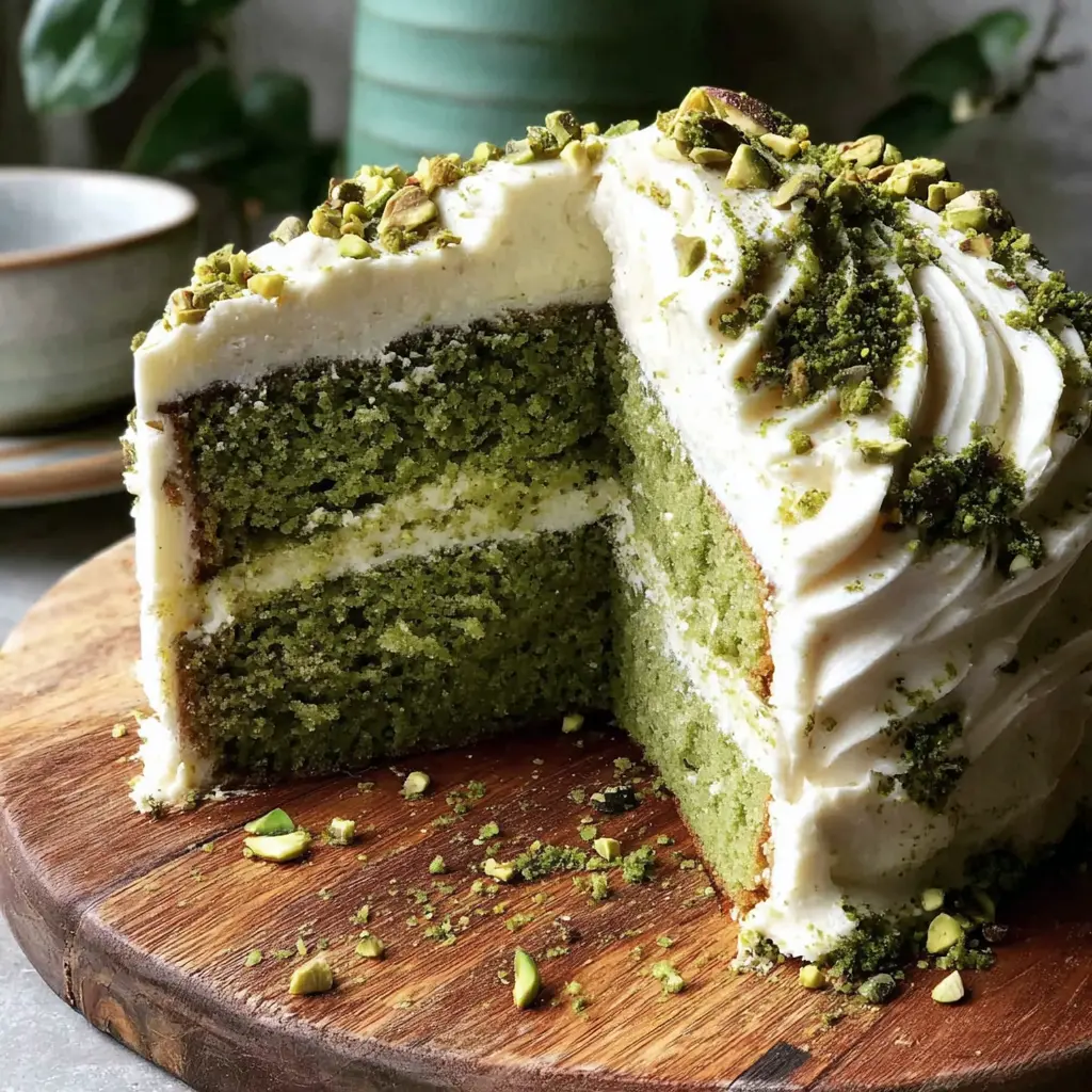 Matcha White Chocolate Cake final presentation