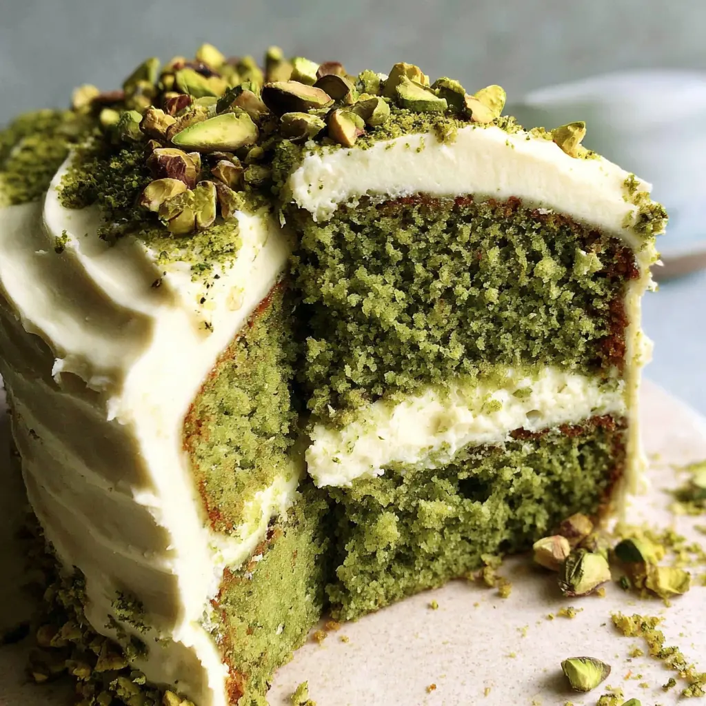 Matcha White Chocolate Cake close up