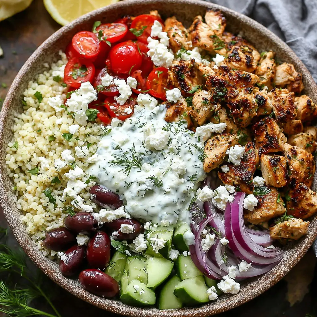 Mediterranean Chicken Bulgur Bowl final presentation