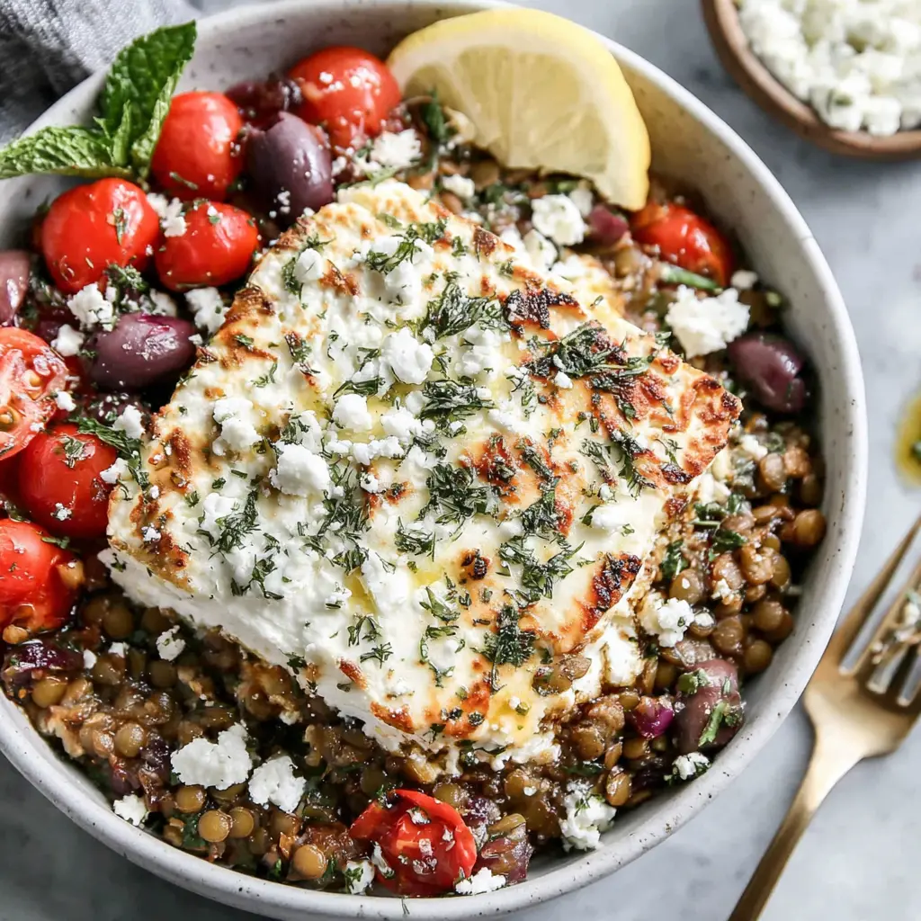Mediterranean Lentil Bowl close up