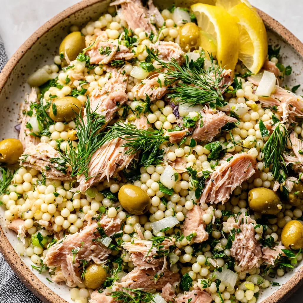 Mediterranean Tuna Couscous Bowl final presentation