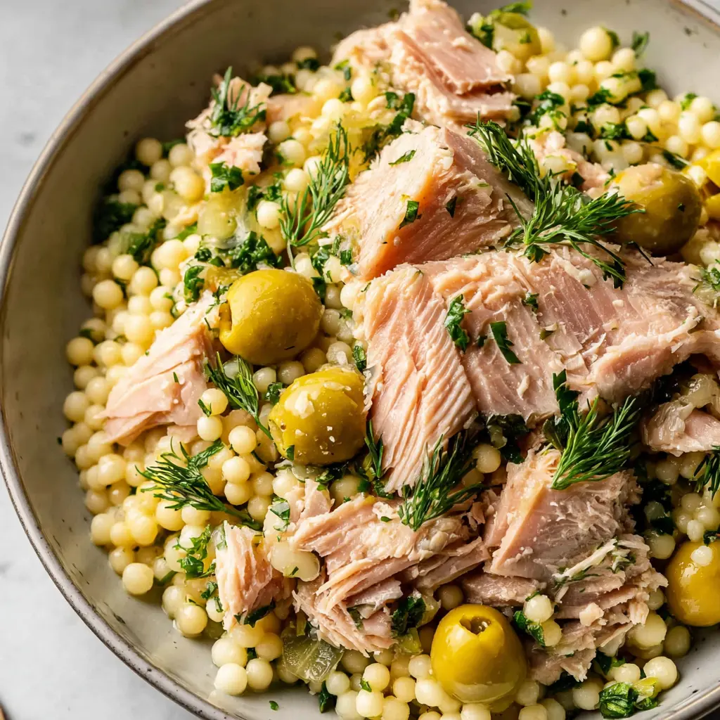Mediterranean Tuna Couscous Bowl close up