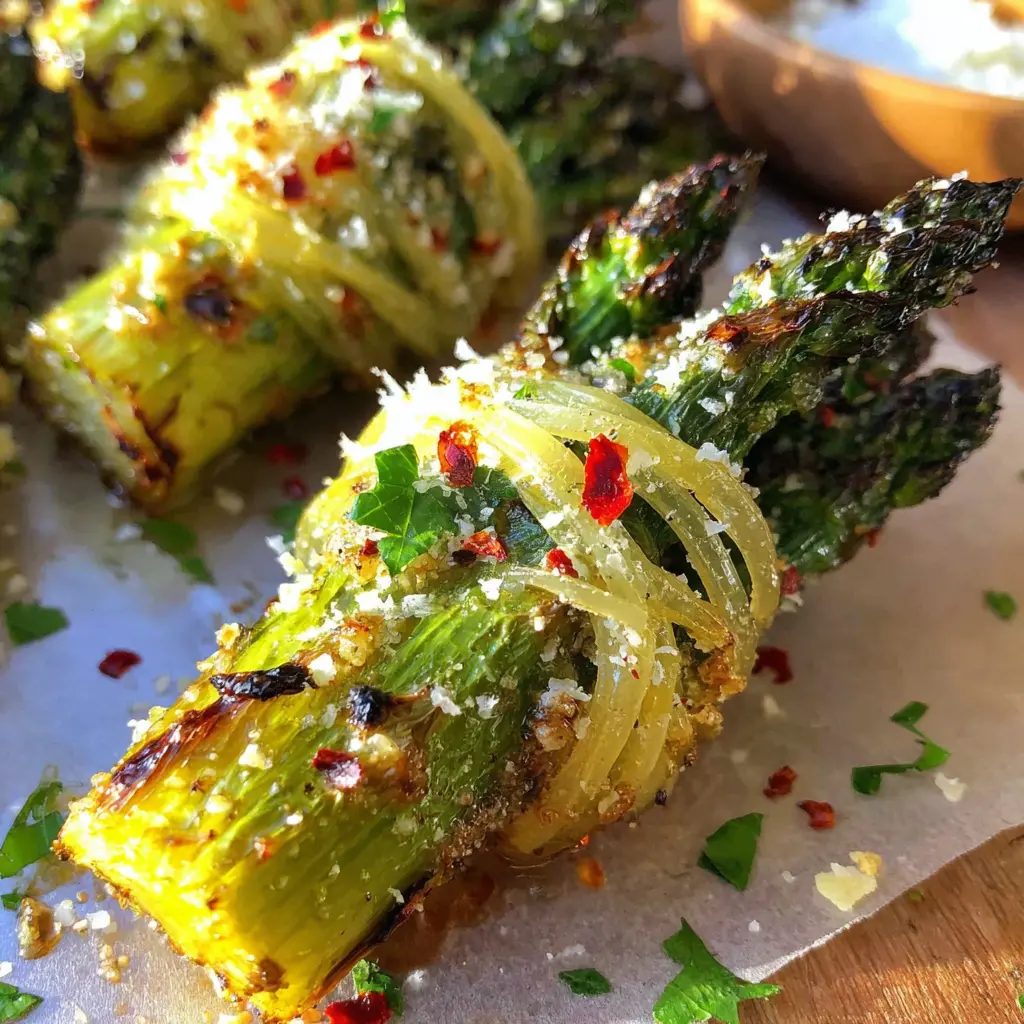 Roasted Garlic Asparagus Bites close up