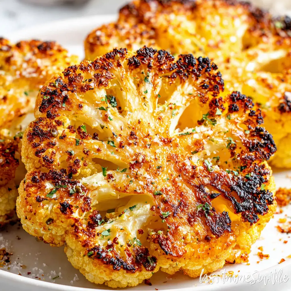 Roasted Garlic Cauliflower Steak close up